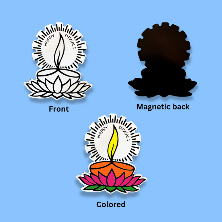 Lotus Diwali Diya Fridge Magnet Coloring Kit