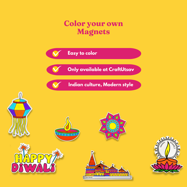Lotus Diwali Diya Fridge Magnet Coloring Kit