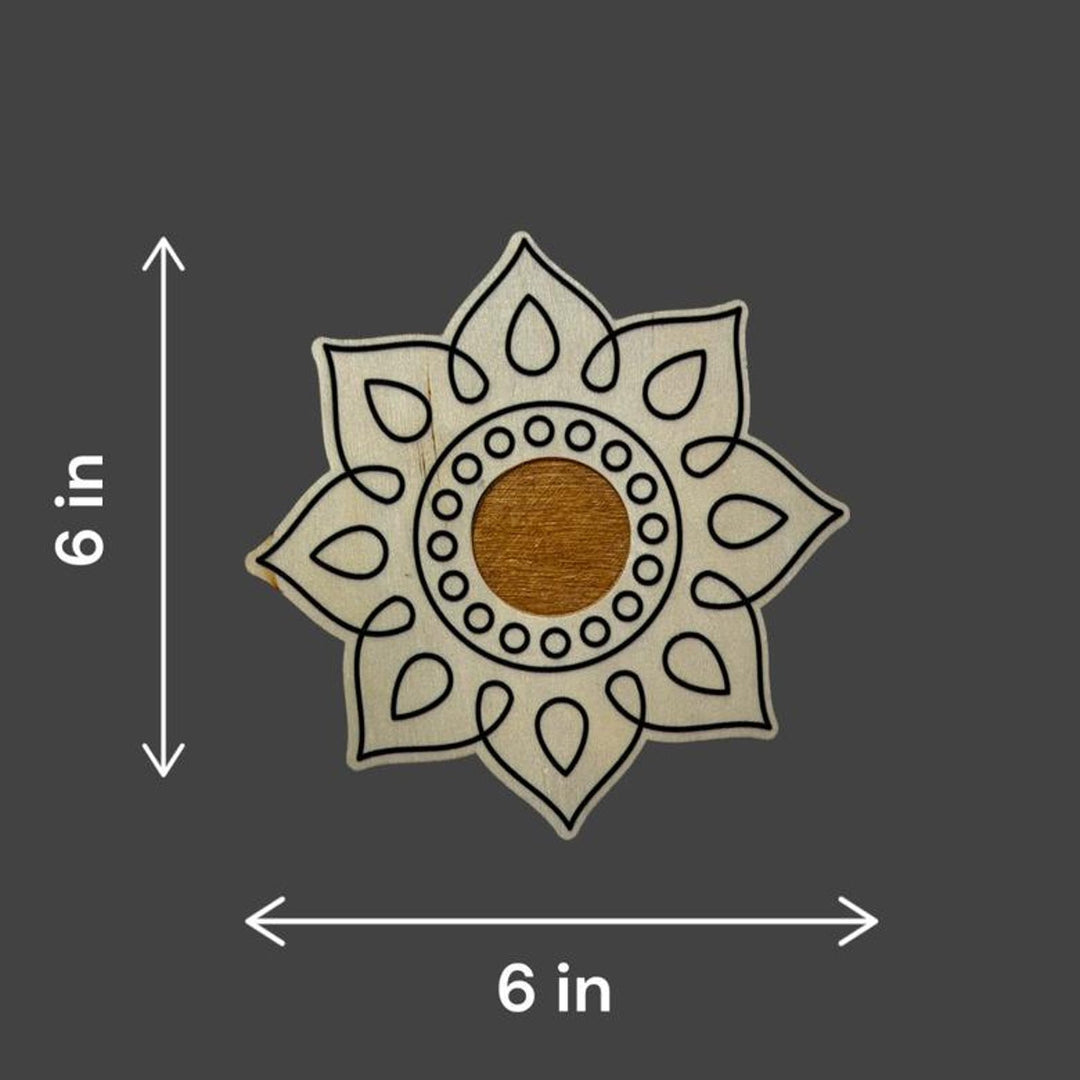 Diwali Rangoli Wood Coloring Kit with Tea Light Holder