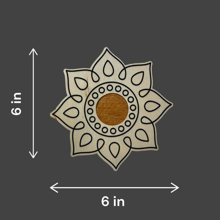 Diwali Rangoli Wood Coloring Kit with Tea Light Holder