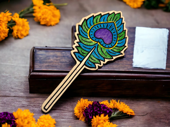 Krishna Peacock Feather Wood Coloring Kit