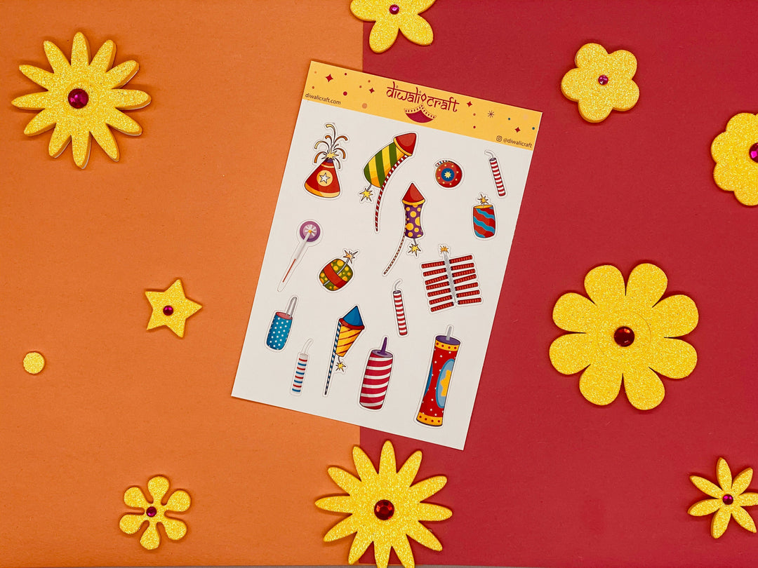 Diwali Stickers - 15 stickers on 1 sticker sheet