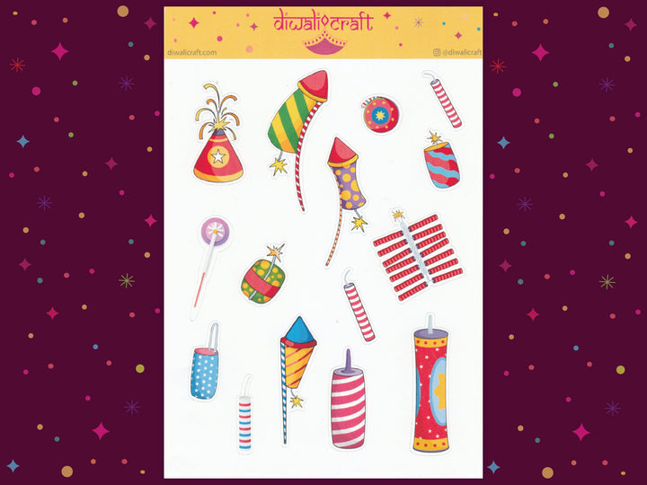 Diwali Stickers - 15 stickers on 1 sticker sheet