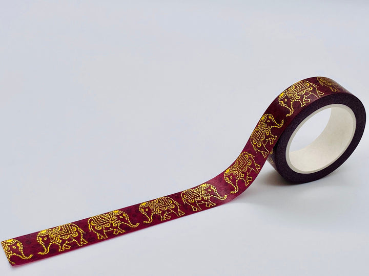 Elephant themed Washi Tape - Indian/Decorative/Gold