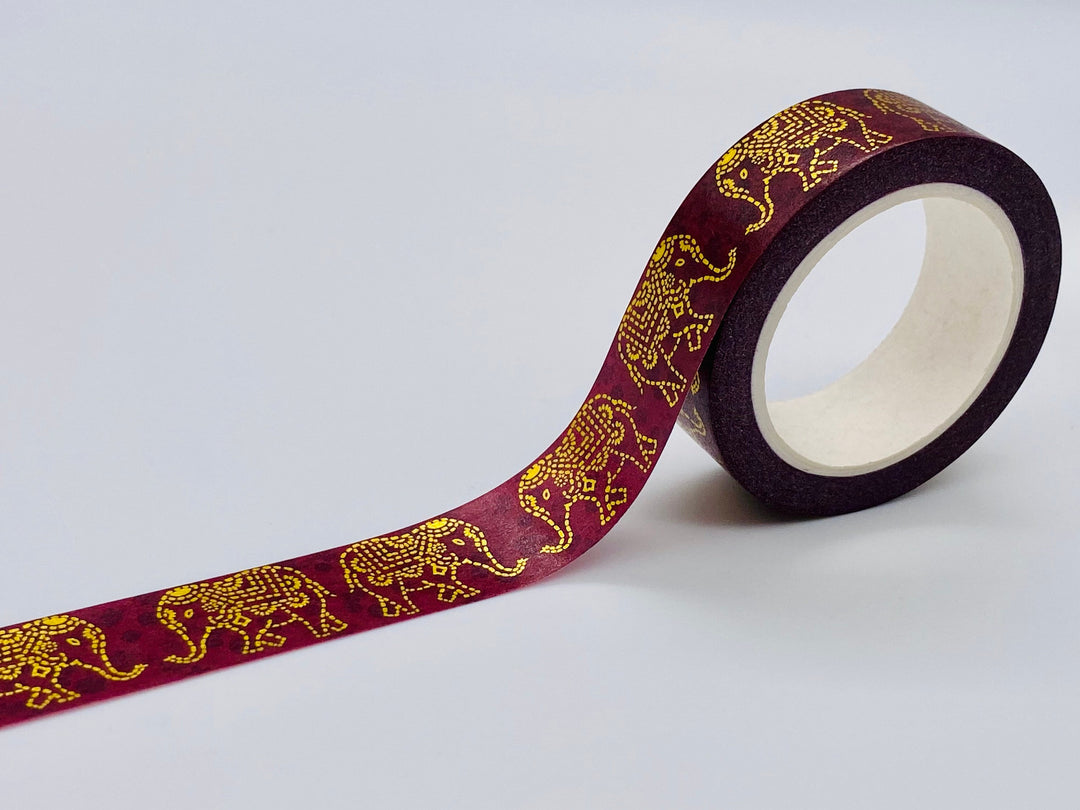 Elephant themed Washi Tape - Indian/Decorative/Gold