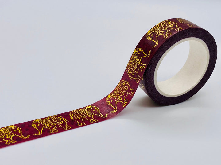 Elephant themed Washi Tape - Indian/Decorative/Gold