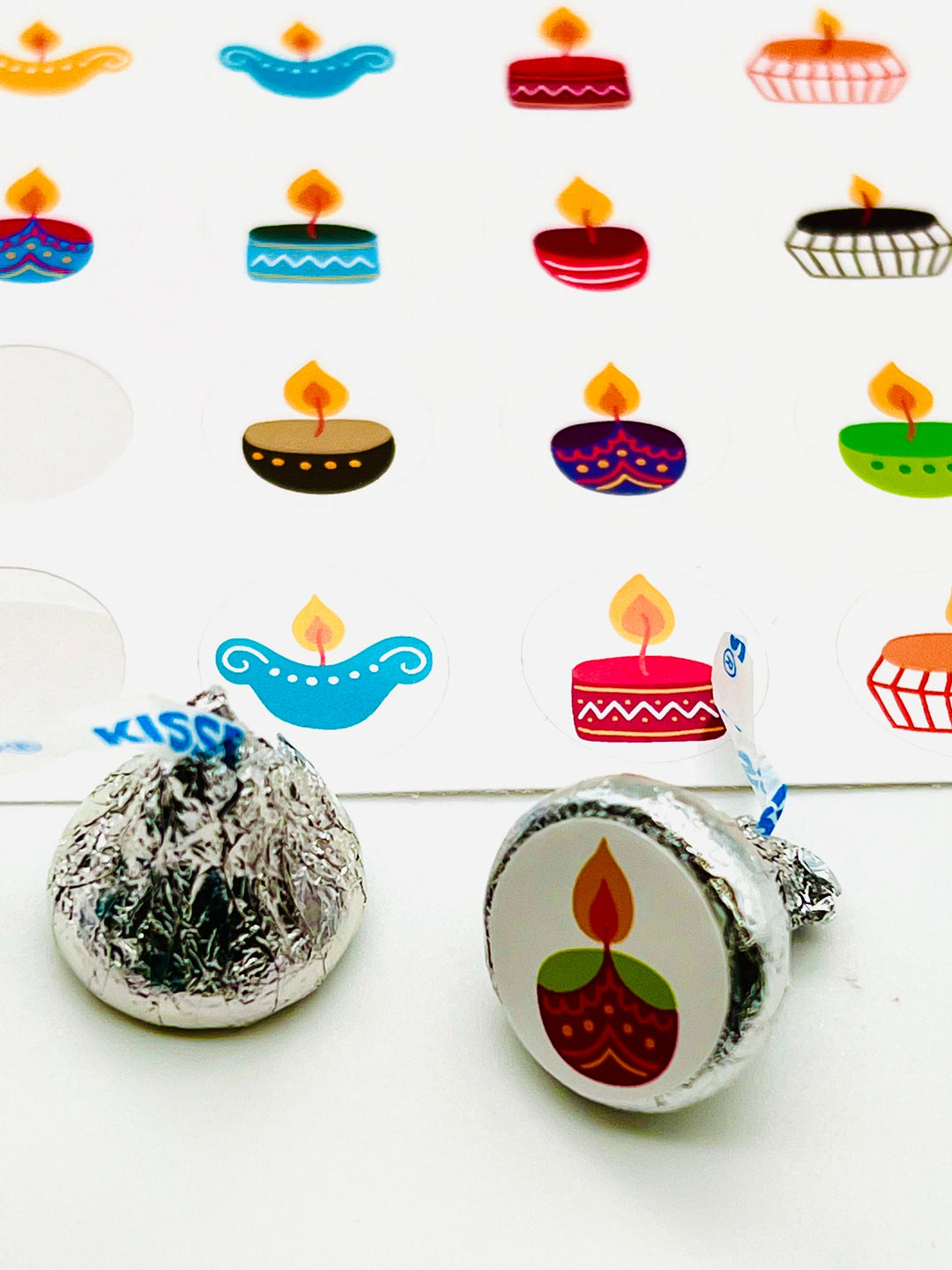 Diwali Diya Stickers - 20/25 stickers on 1 sticker sheet - Diwali Kids Activity, Favor, Gift for Home/School Parties