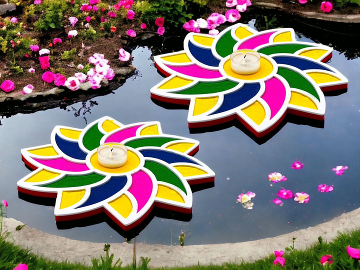 Flower Rangoli Mat (Set of 2)