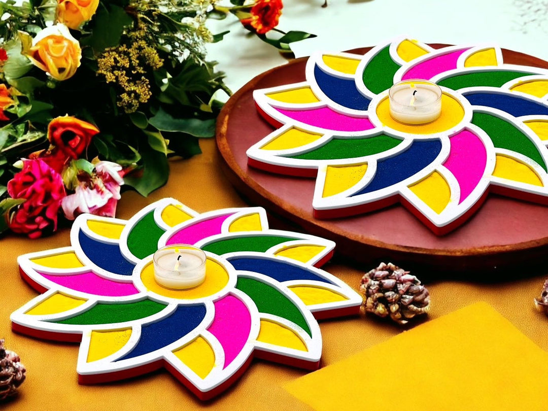 Flower Rangoli Mat (Set of 2)